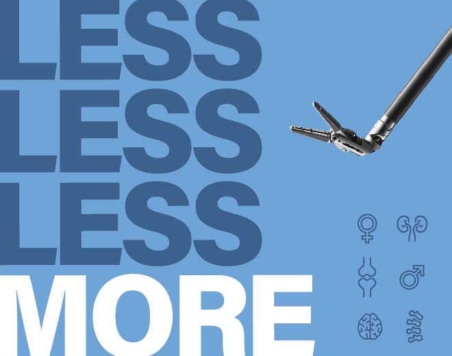 Robotic surgical tools with Less is more text